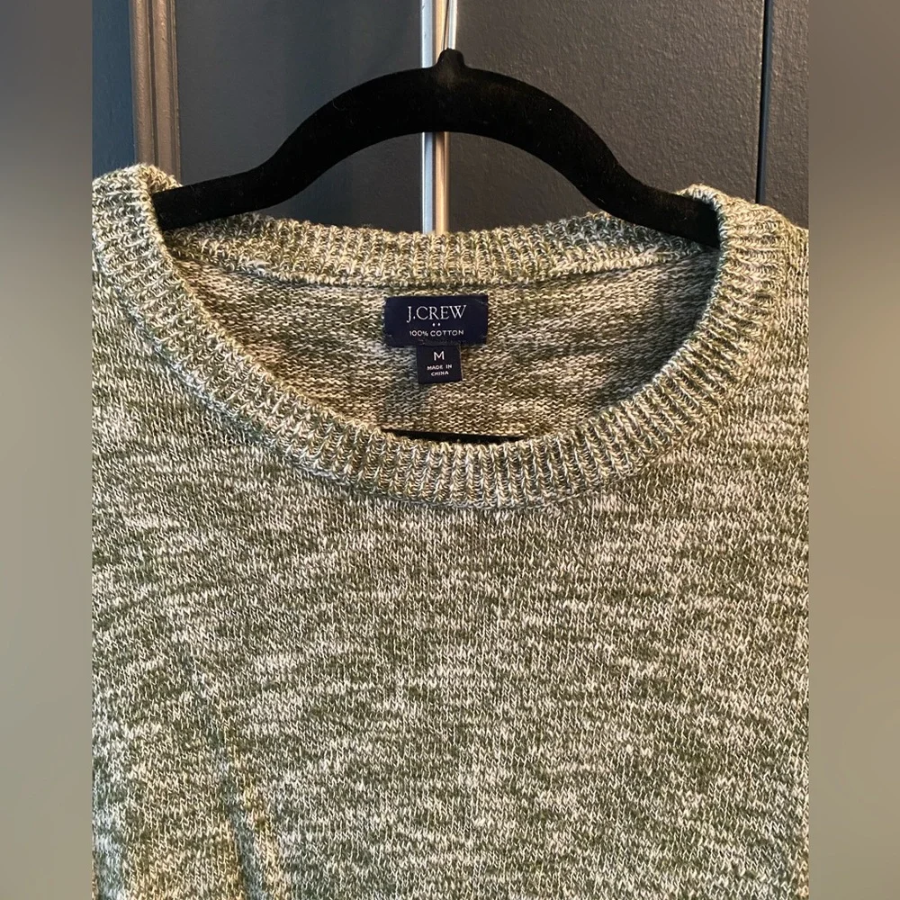 J. Crew - 100% Cotton Piqué-Stitch Crewneck Sweater in Green - Size M